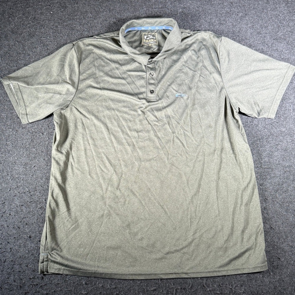 Drake Waterfowl Mens 2XL Olive Green Heather Performance Polo Shirt Short Sleeve